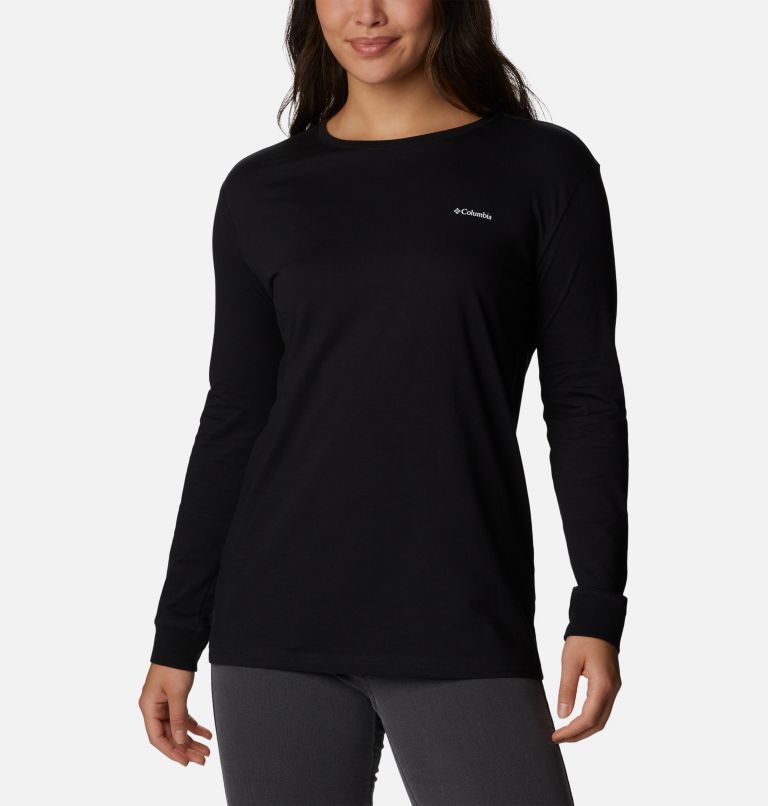 T-shirt Manches Longues avec Graphique au Dos North Cascades Femme, Color: Black, Stamp Stencil, image 1