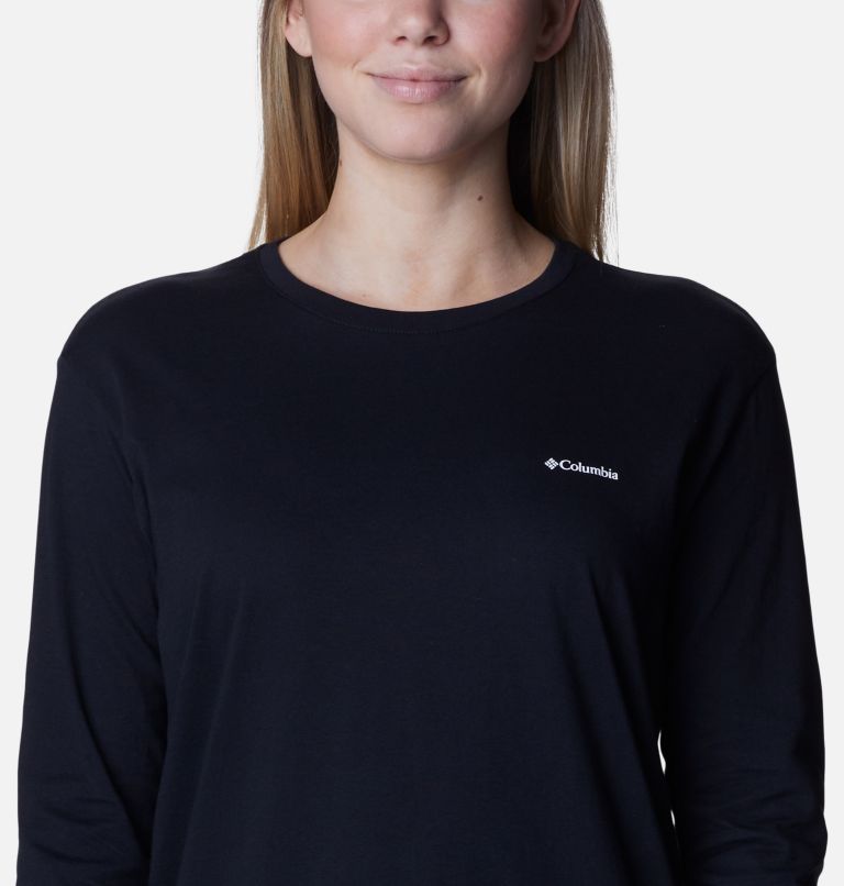 Thumbnail: Women's North Cascades Back Graphic Long Sleeve T-Shirt, Color: Black, Boundless Graphic, image 4