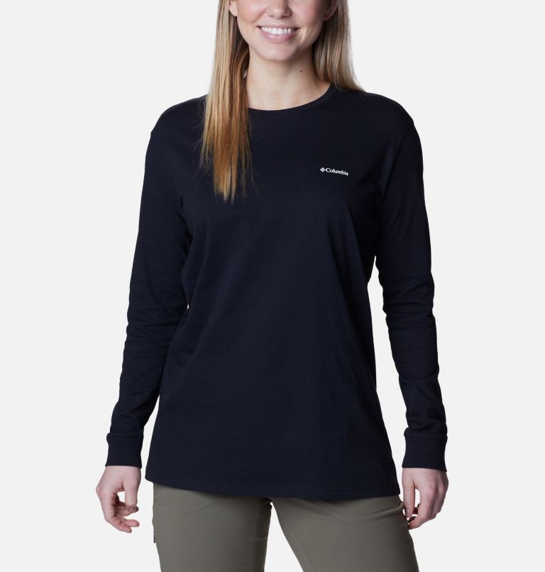 Thumbnail: Women's North Cascades Back Graphic Long Sleeve T-Shirt, Color: Black, Boundless Graphic, image 2