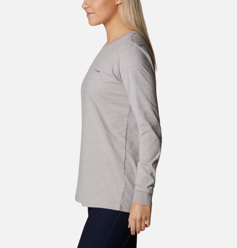 Thumbnail: Women's North Cascades Back Graphic Long Sleeve T-Shirt, Color: Columbia Grey Heather, Outdoor Park, image 3