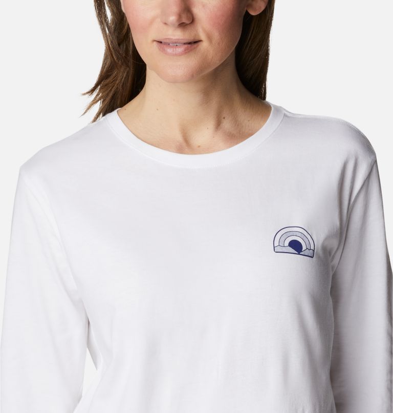 Thumbnail: Women's North Cascades Back Graphic Long Sleeve T-Shirt, Color: White, Sun Trek Trails, image 4