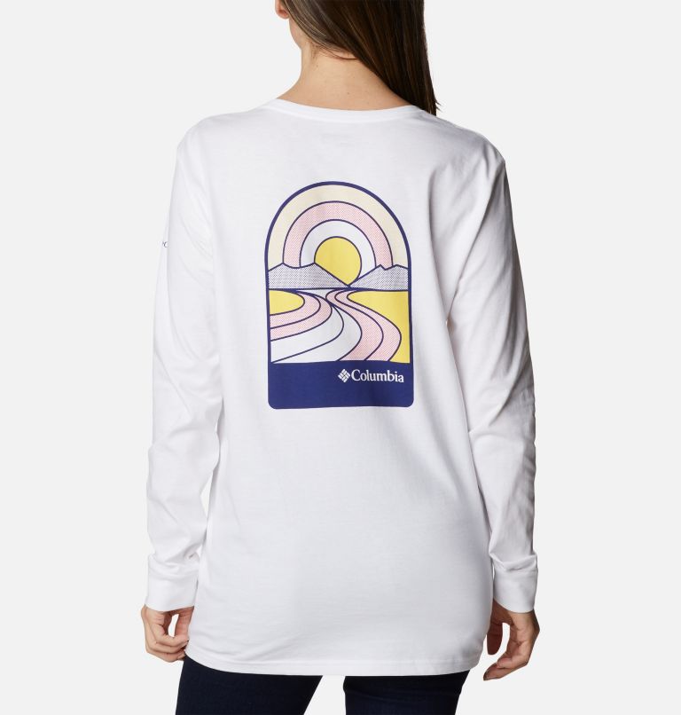Women's North Cascades Back Graphic Long Sleeve T-Shirt, Color: White, Sun Trek Trails, image 2