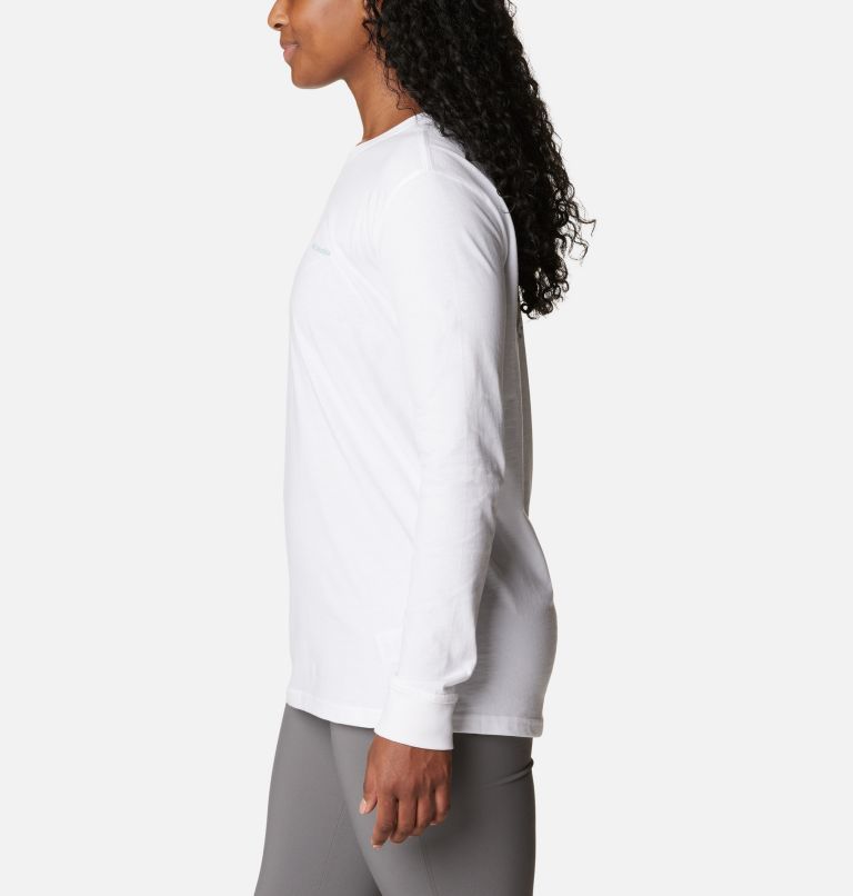 Thumbnail: Women's North Cascades Back Graphic Long Sleeve T-Shirt, Color: White, Escape to Nature, image 3