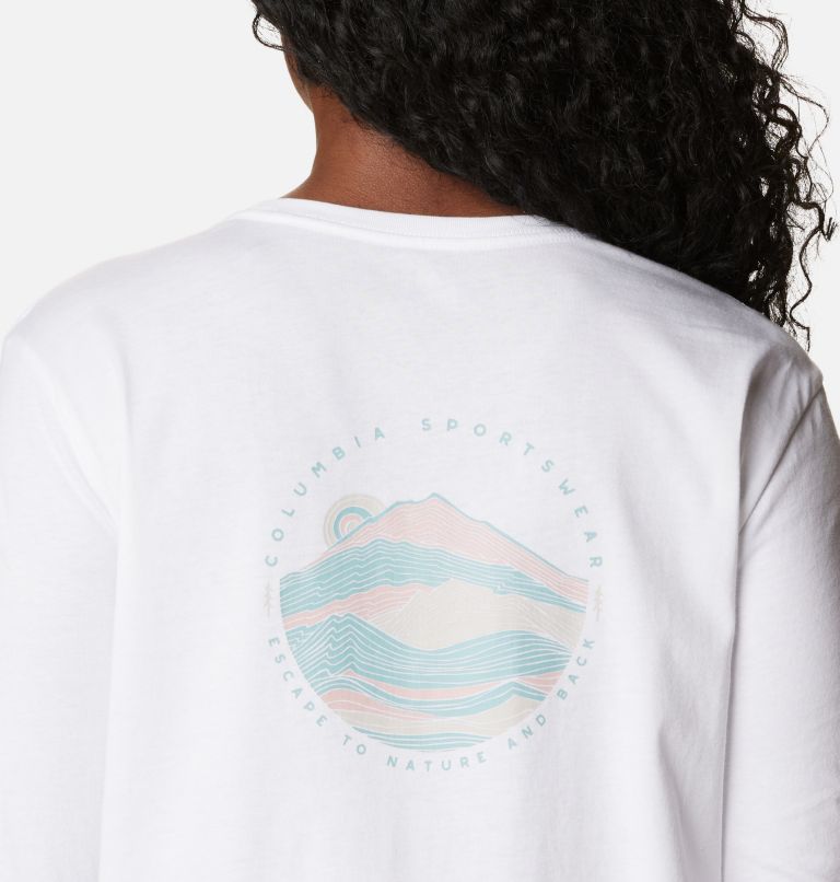 Women's North Cascades Back Graphic Long Sleeve T-Shirt, Color: White, Escape to Nature, image 5