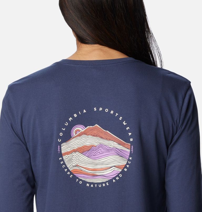 Women's North Cascades Back Graphic Long Sleeve T-Shirt, Color: Nocturnal, Escape to Nature, image 5