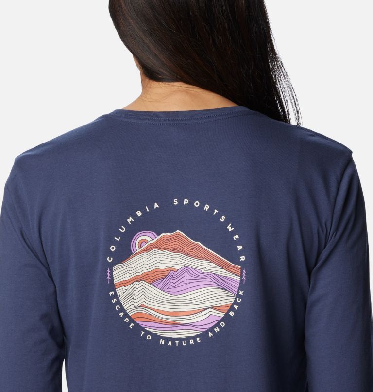Thumbnail: Women's North Cascades Back Graphic Long Sleeve T-Shirt, Color: Nocturnal, Escape to Nature, image 5