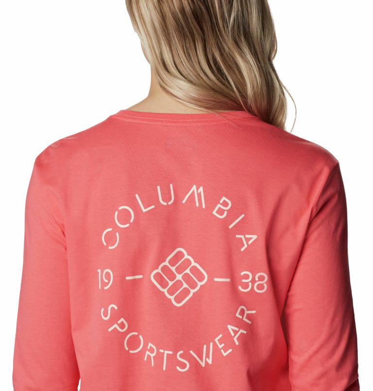 T-shirt Manches Longues avec Graphique au Dos North Cascades Femme, Color: Blush Pink, Stamp Stencil, image 5