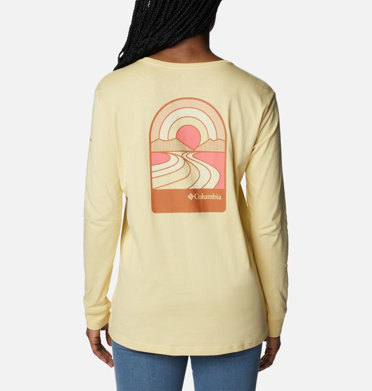 Thumbnail: Women's North Cascades Back Graphic Long Sleeve T-Shirt, Color: Cornstalk, Sun Trek Trails, image 2