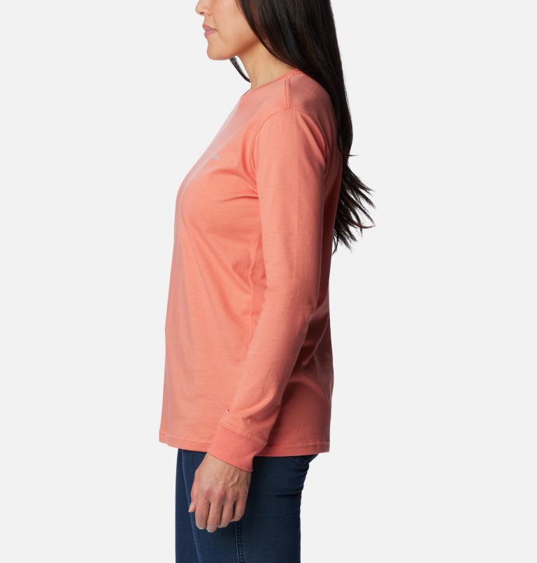 Women's North Cascades Back Graphic Long Sleeve T-Shirt, Color: Faded Peach, Escape to Nature, image 3
