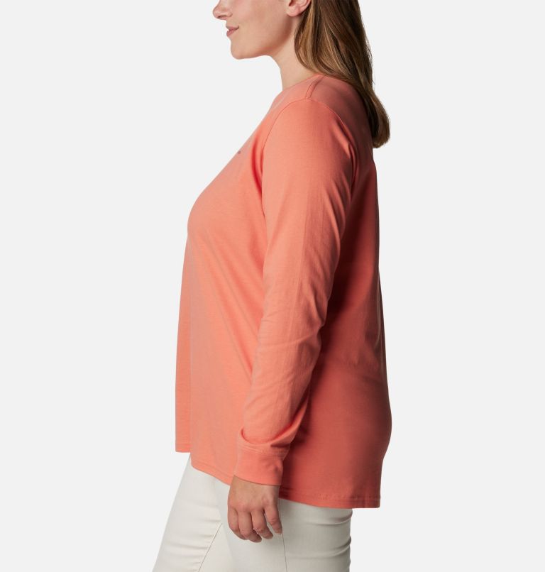 Women's North Cascades Back Graphic Long Sleeve T-Shirt - Plus Size, Color: Faded Peach, Escape to Nature, image 3