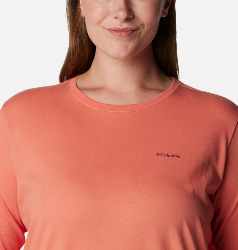 Women's North Cascades Back Graphic Long Sleeve T-Shirt - Plus Size, Color: Faded Peach, Escape to Nature, image 4