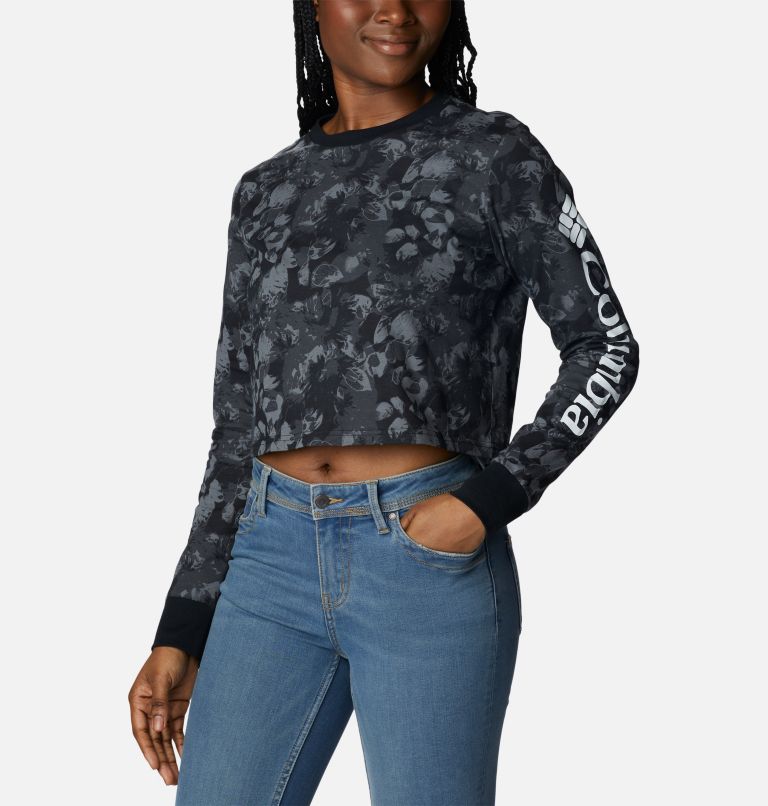 T-shirt court imprimé à manches longues North Cascades Femme, Color: Black Solarized Print, image 5