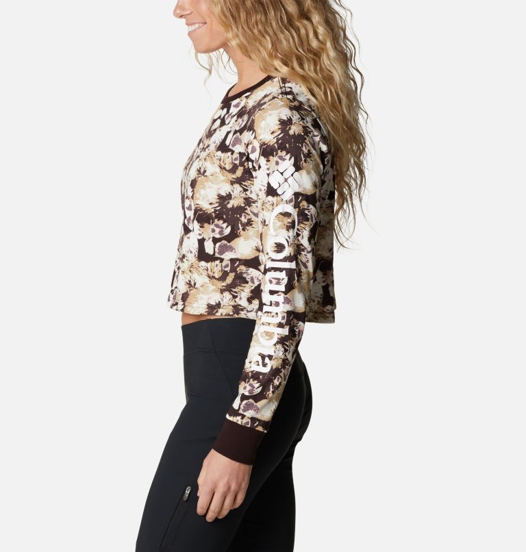 Women's North Cascades Long Sleeve Cropped Printed T-Shirt, Color: New Cinder Solarized Print, image 3