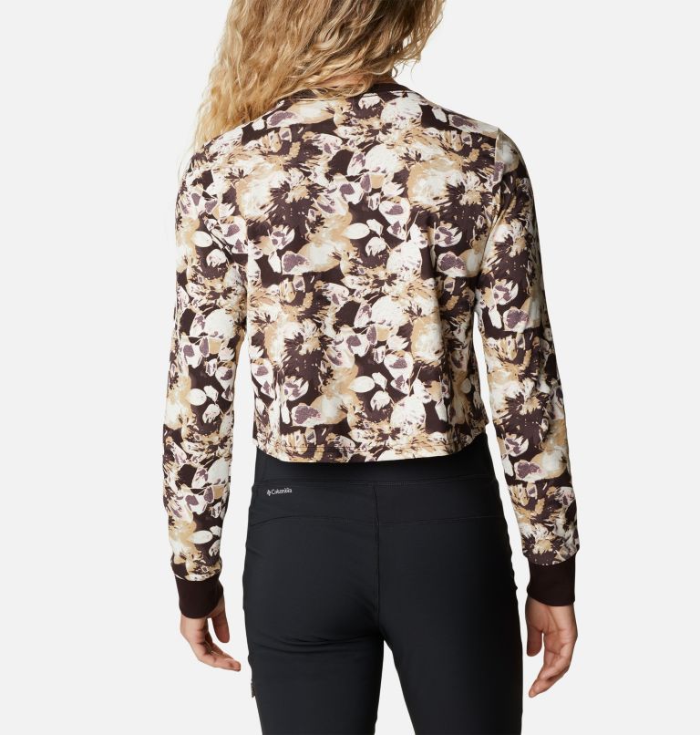 Thumbnail: Women's North Cascades Long Sleeve Cropped Printed T-Shirt, Color: New Cinder Solarized Print, image 2