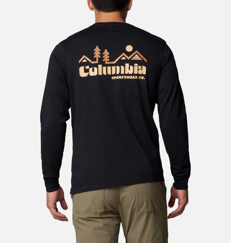 Men's CSC Seasonal Logo Long Sleeve Organic Cotton T-Shirt, Color: Black, Peaked Badge, image 1