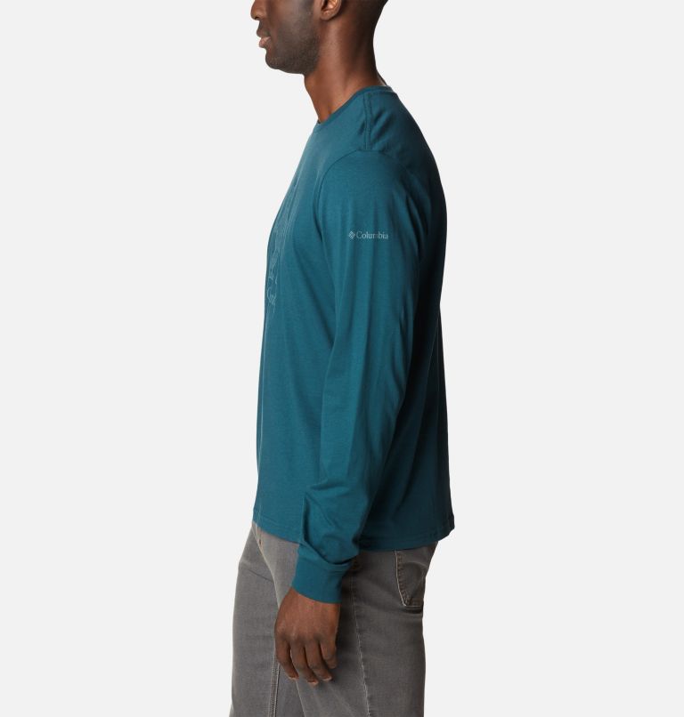 Men's CSC Seasonal Logo Long Sleeve Organic Cotton T-Shirt, Color: Night Wave, Sasquatch Graphic, image 3