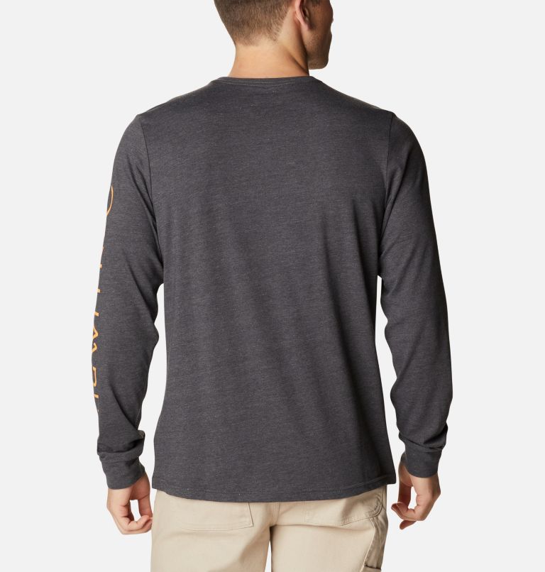 Thumbnail: Men's CSC Basic Logo Long Sleeve Shirt, Color: Shark Heather, Columbia Stencil Sleeve, image 2