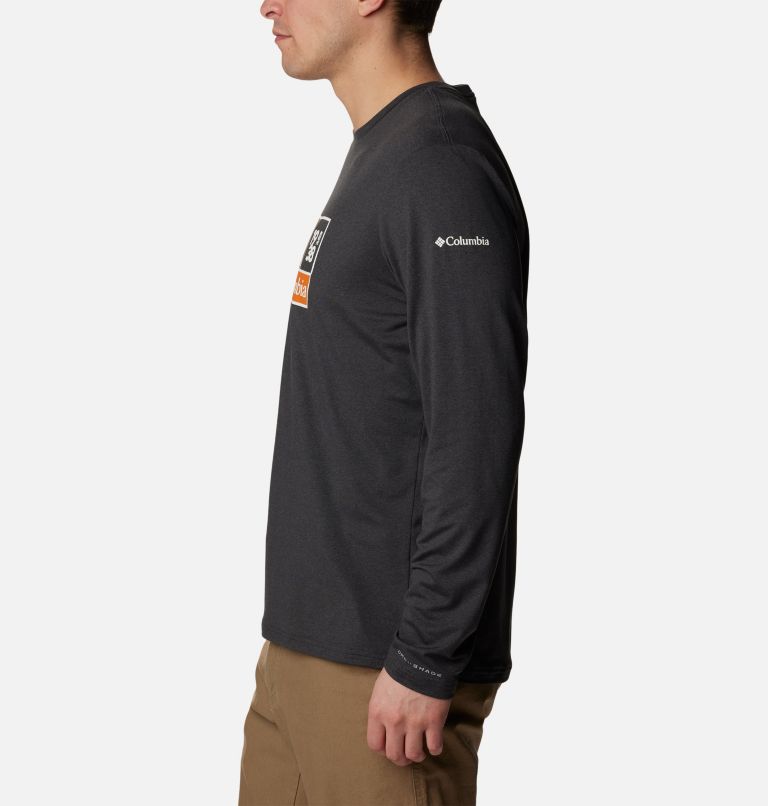 Men's Tech Trail Long Sleeve Graphic Shirt, Color: Black Heather, Hike Icon Graphic, image 3