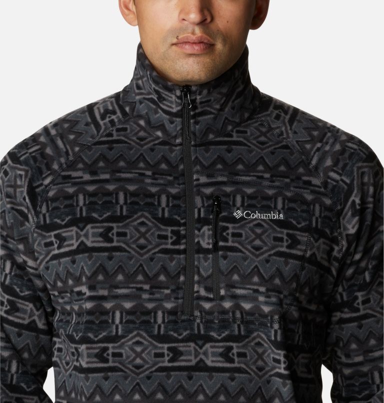Men's Fast Trek Printed Half Zip Fleece Pullover, Color: Black 80s Stripe Print, image 4