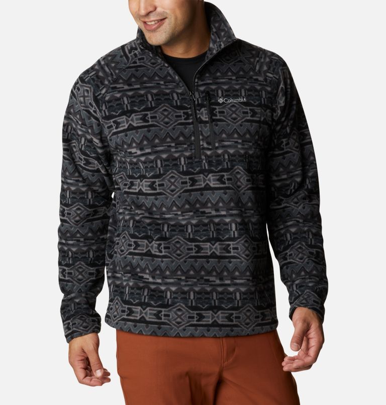 Men's Fast Trek Printed Half Zip Fleece Pullover, Color: Black 80s Stripe Print, image 5