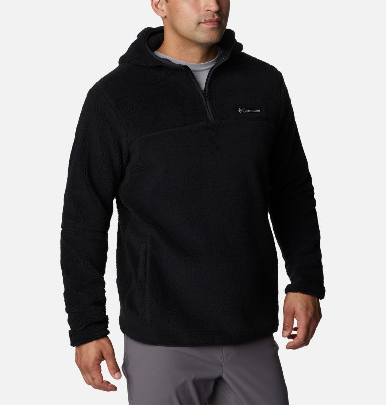 Columbia Men's Rugged Ridge III Sherpa Pullover Hoodie, Black, Small