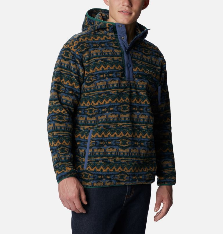 Thumbnail: Men's Helvetia Sherpa Fleece Hoodie, Color: Spruce 80s Stripe Print, image 5