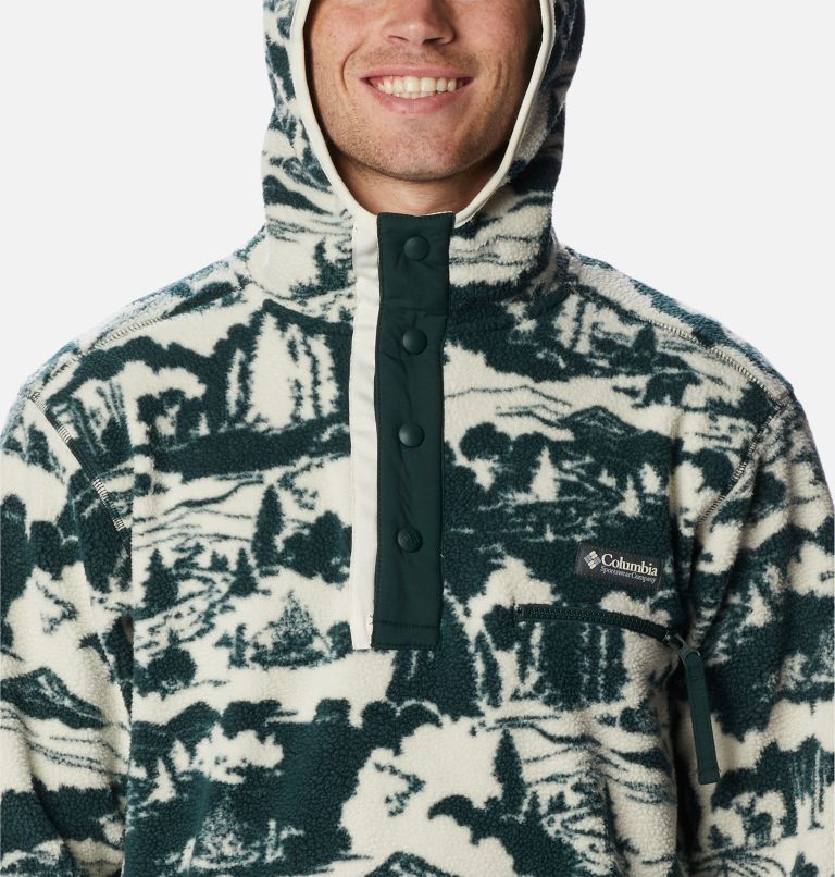 Thumbnail: Men's Helvetia Sherpa Fleece Hoodie, Color: Spruce Roasted Print, image 4