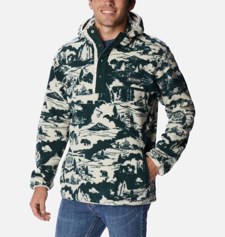 Men's Helvetia Sherpa Fleece Hoodie, Color: Spruce Roasted Print, image 5