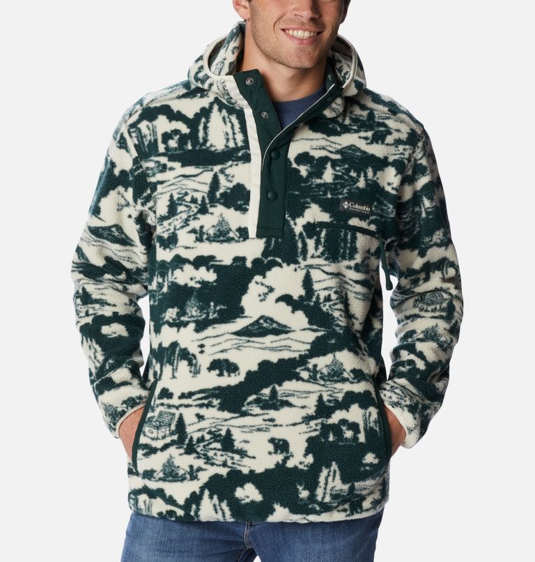 Thumbnail: Men's Helvetia Sherpa Fleece Hoodie, Color: Spruce Roasted Print, image 1