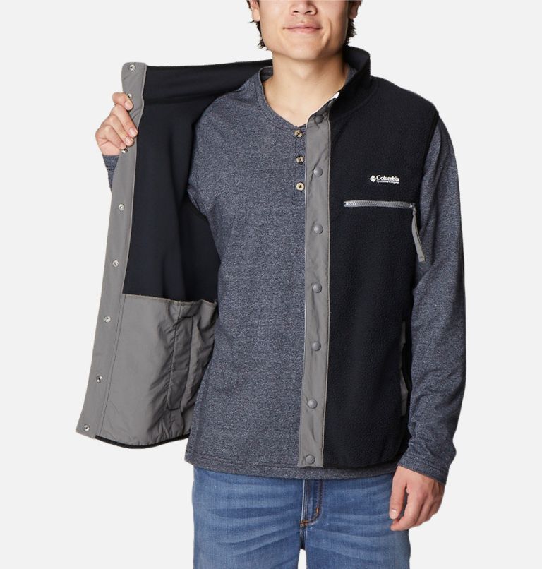 Thumbnail: Men's Helvetia Sherpa Fleece Vest, Color: Black, City Grey, image 5
