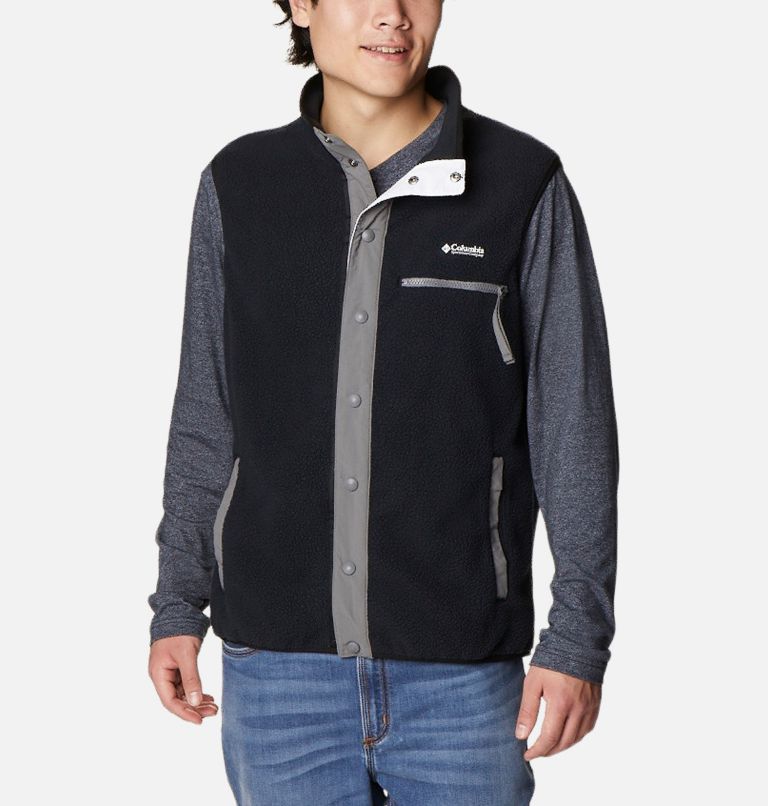 Thumbnail: Men's Helvetia Sherpa Fleece Vest, Color: Black, City Grey, image 1