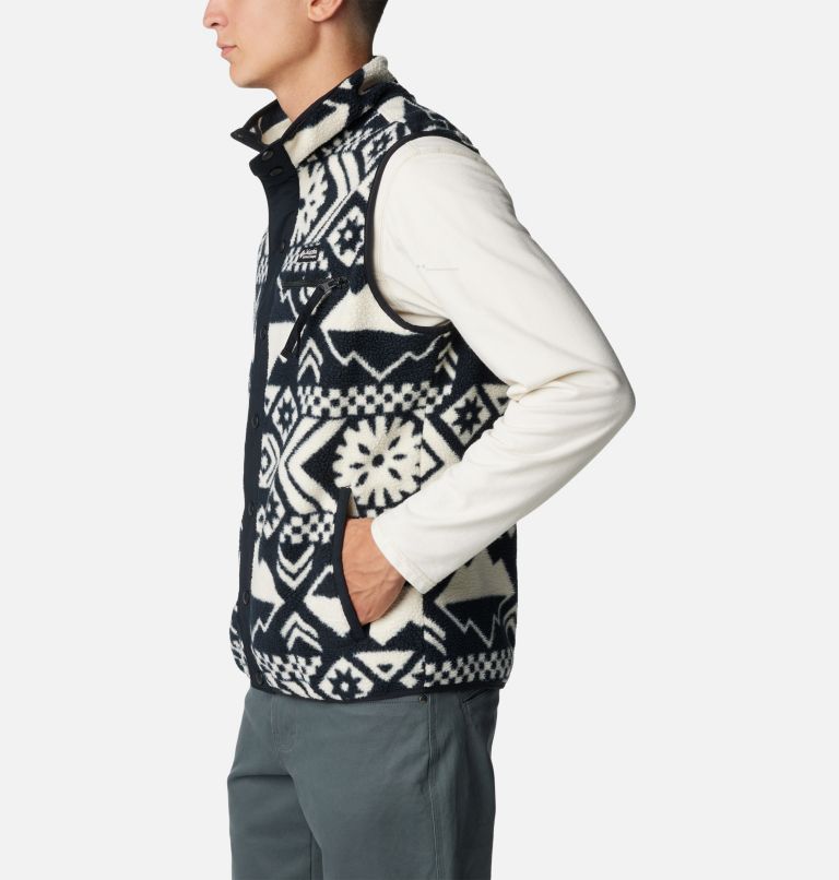 Men's Helvetia Sherpa Fleece Vest, Color: Black Checkered Peaks Multi, image 3
