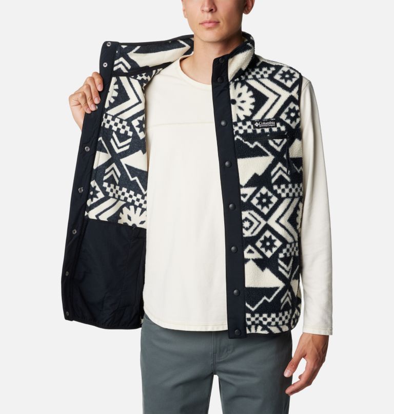 Men's Helvetia Sherpa Fleece Vest, Color: Black Checkered Peaks Multi, image 5