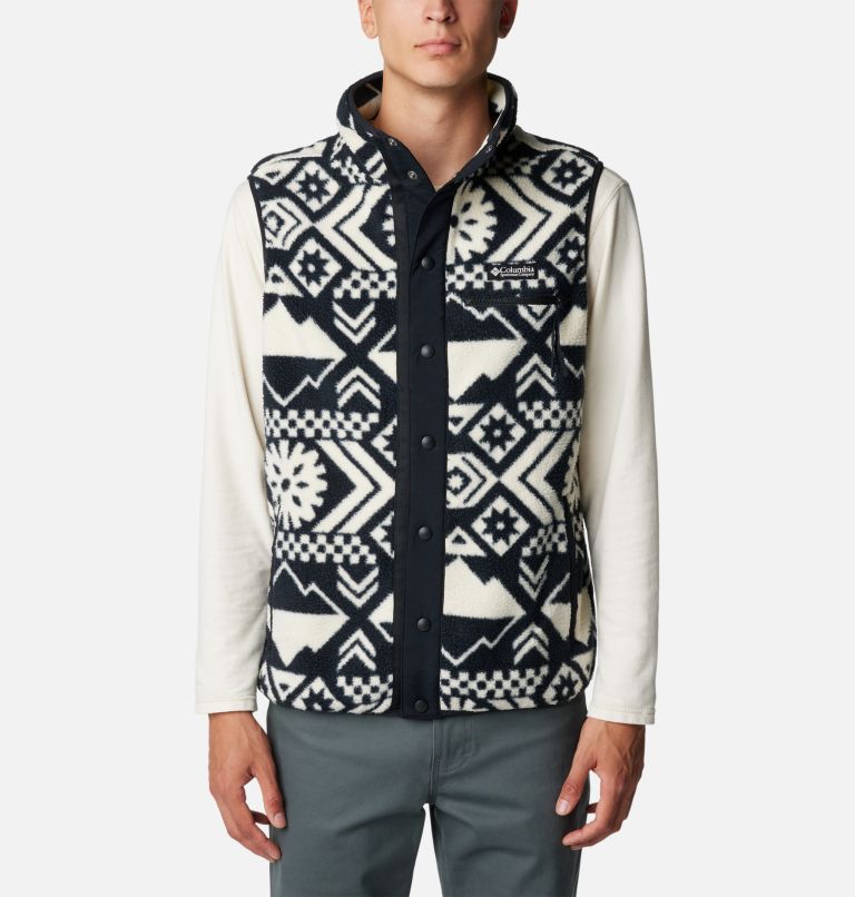 Men's Helvetia Sherpa Fleece Vest, Color: Black Checkered Peaks Multi, image 1