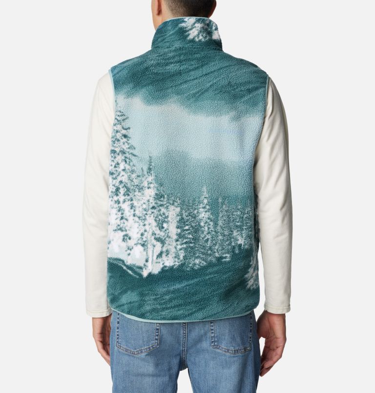 Men's Helvetia Sherpa Fleece Vest, Color: Night Wave Solar Ski Print, image 2