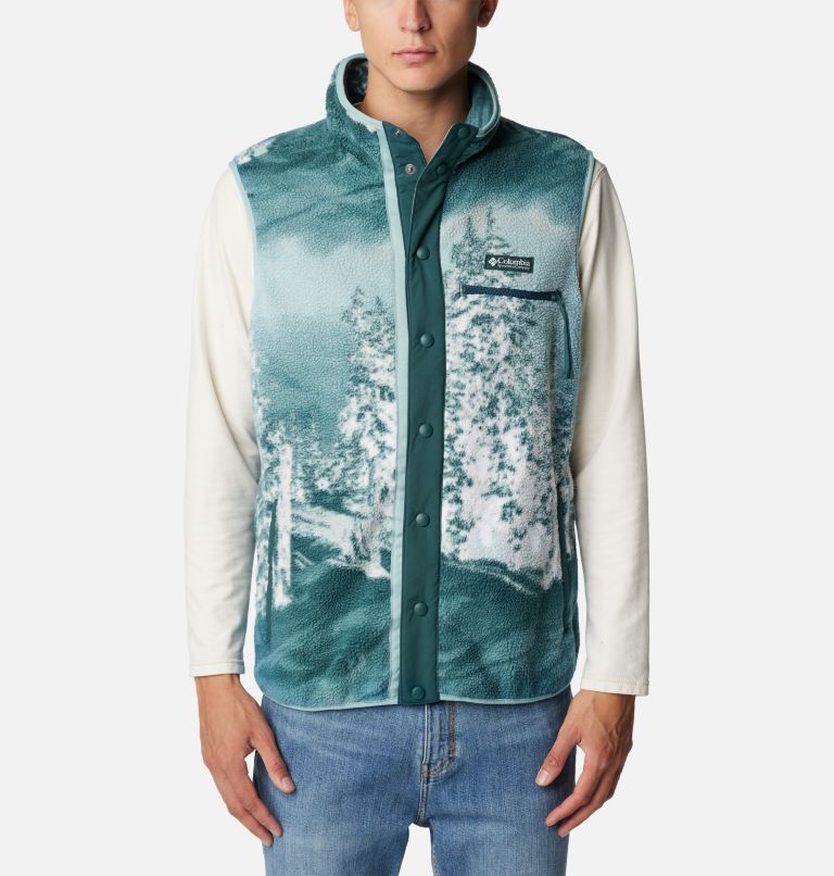 Men's Helvetia Sherpa Fleece Vest, Color: Night Wave Solar Ski Print, image 1