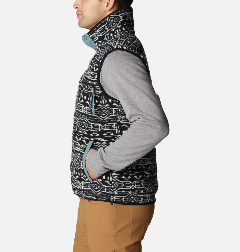 Men's Helvetia Fleece Vest, Color: Black Geo Print, Metal, image 3
