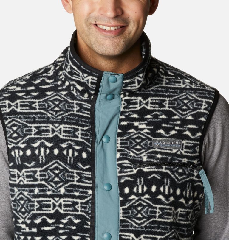 Men's Helvetia Fleece Vest, Color: Black Geo Print, Metal, image 4