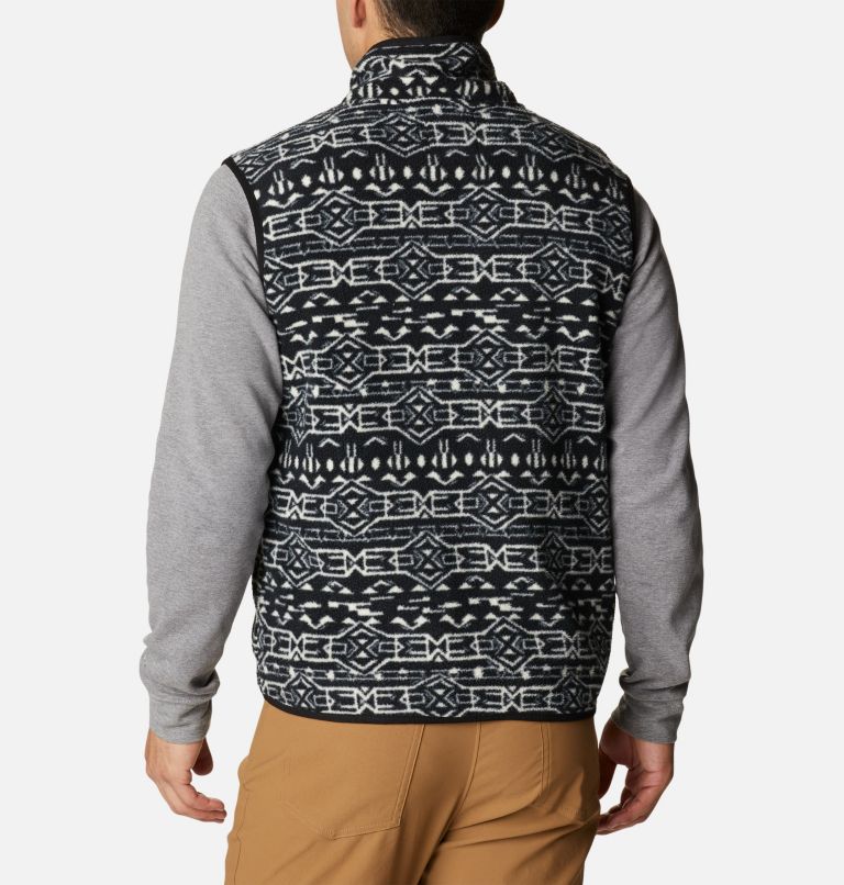 Thumbnail: Men's Helvetia Fleece Vest, Color: Black Geo Print, Metal, image 2