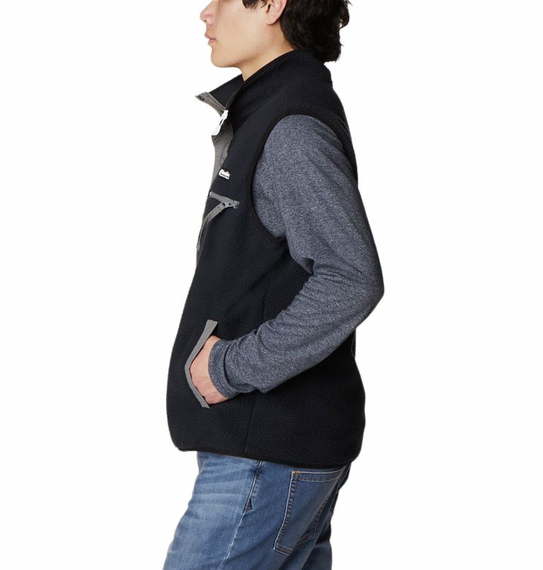 Men's Helvetia Fleece Vest, Color: Black, City Grey, image 3