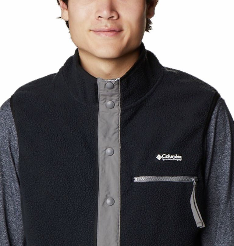 Men's Helvetia Fleece Vest, Color: Black, City Grey, image 4