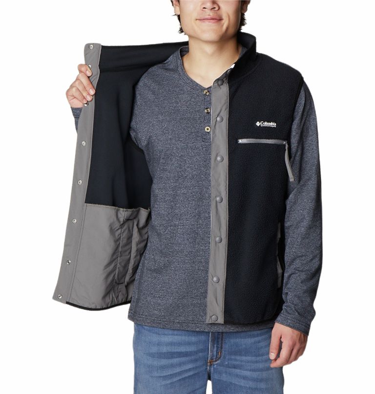 Men's Helvetia Fleece Vest, Color: Black, City Grey, image 5