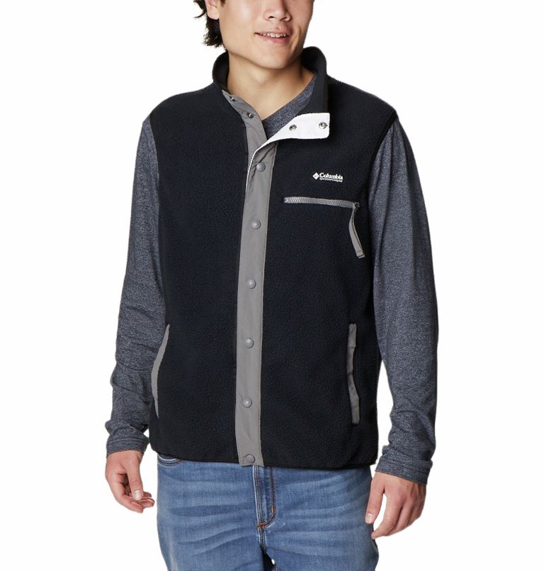 Men's Helvetia Fleece Vest, Color: Black, City Grey, image 1