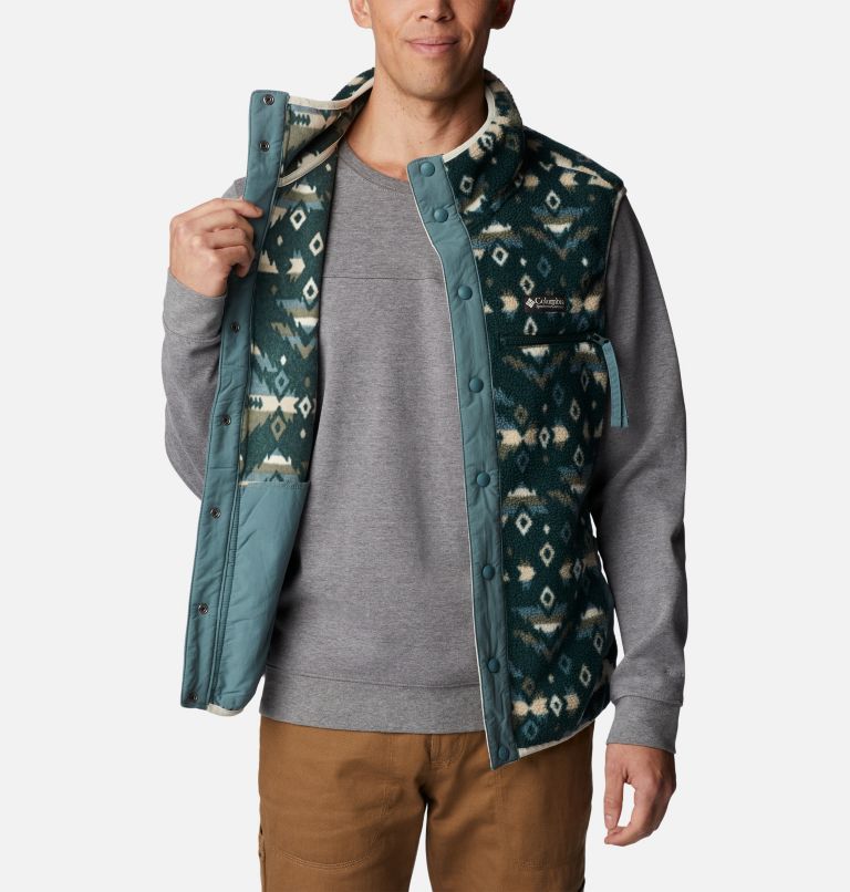 Men's Helvetia Fleece Vest, Color: Spruce Rocky Mountain Print, image 5