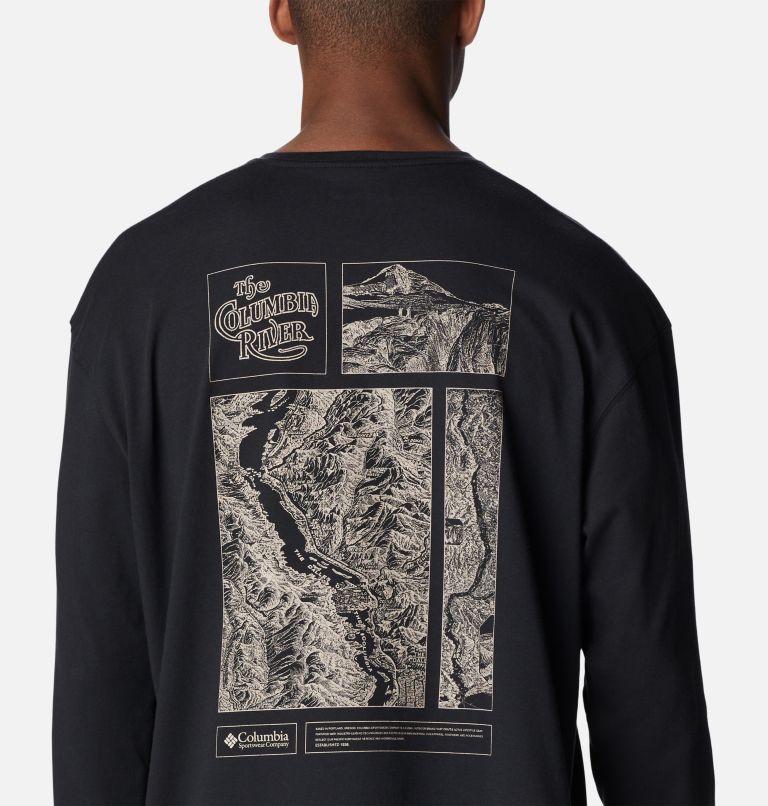 T-shirt à manches longues décontracté CSC Alpine Way Homme, Color: Black, Columbia Gorge Map, image 5