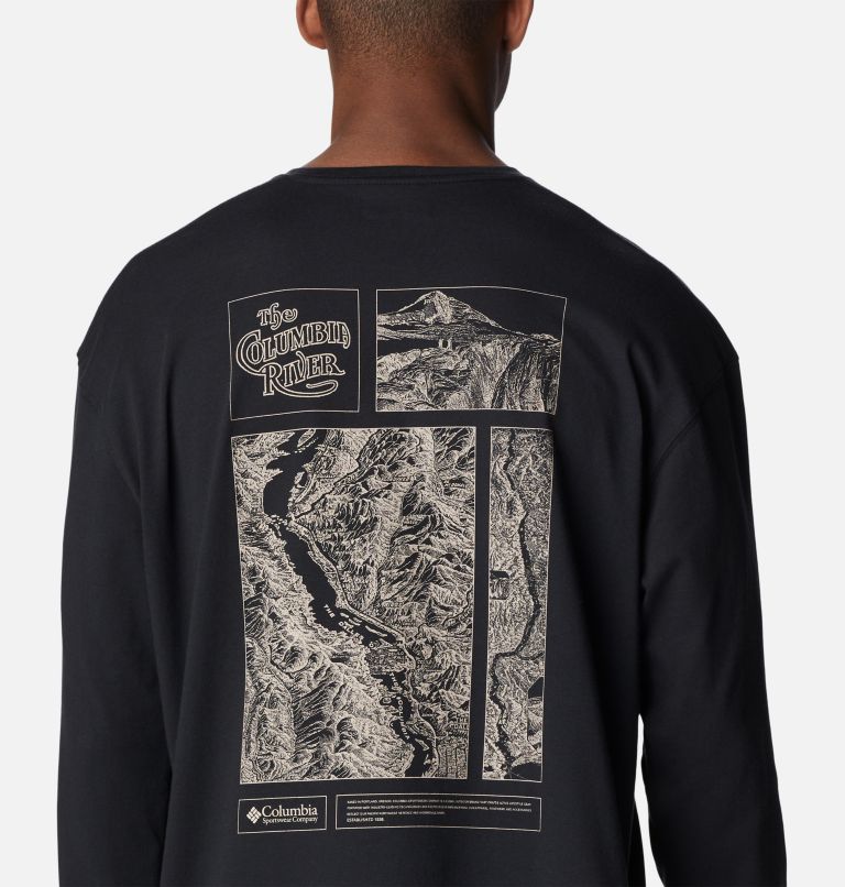 Thumbnail: T-shirt casual a manica lunga CSC Alpine Way da uomo, Color: Black, Columbia Gorge Map, image 5