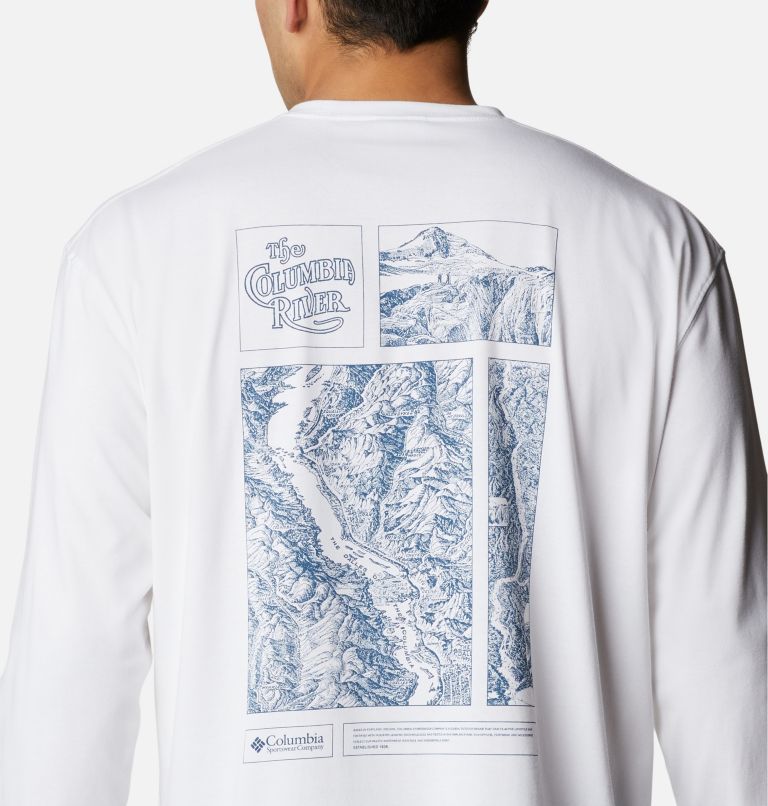 Camiseta holgada de manga larga CSC Alpine Way para hombre, Color: White, Columbia Gorge Map, image 5