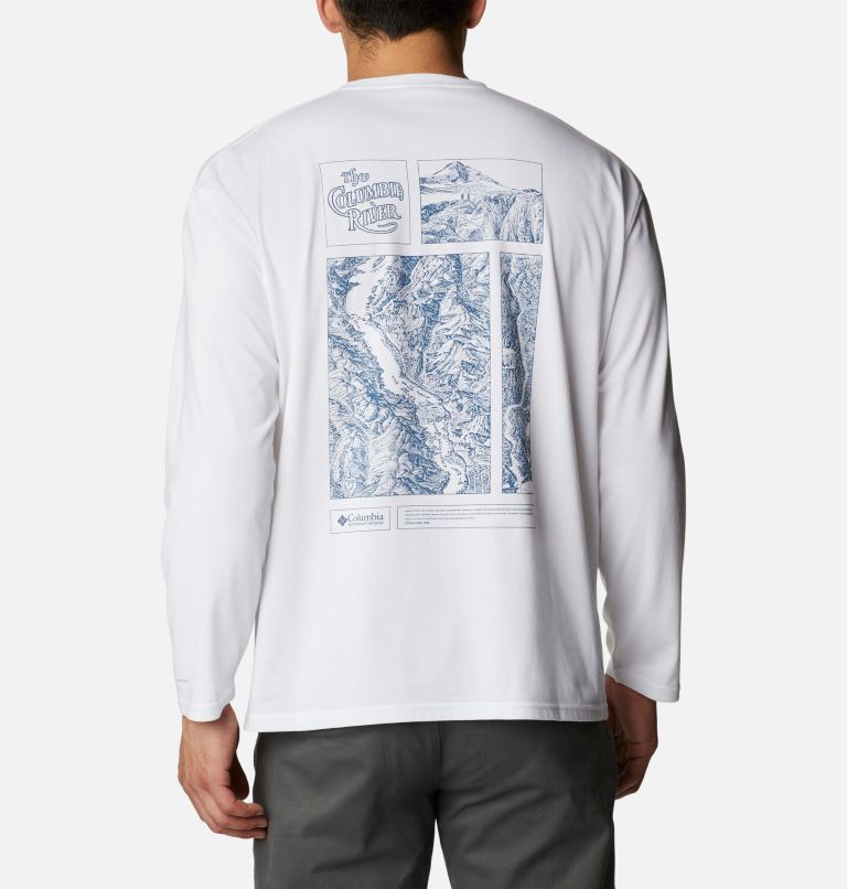 Thumbnail: T-shirt à manches longues décontracté CSC Alpine Way Homme, Color: White, Columbia Gorge Map, image 2
