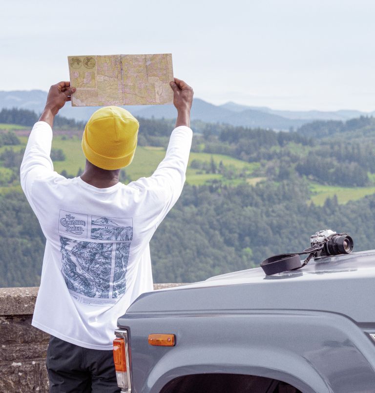 Men's CSC Alpine Way Relaxed Long Sleeve T-Shirt, Color: White, Columbia Gorge Map, image 7