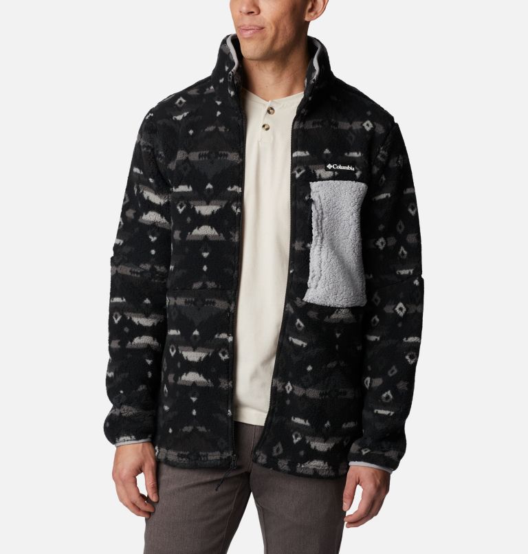 Men's Mountainside Printed Fleece Jacket, Color: Black Rocky Mountain Print, image 6